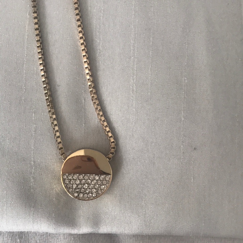 Goldtone necklace with crystals 30” - Picture 1 of 3